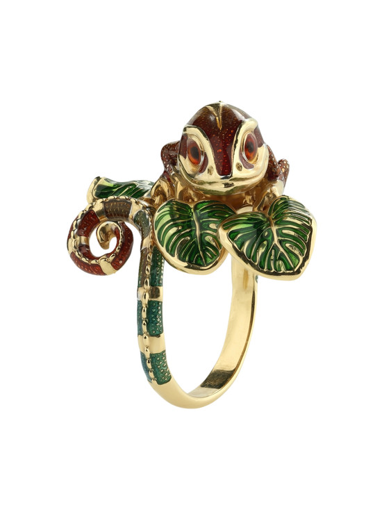 Кольцо из лимонного золота c эмалью