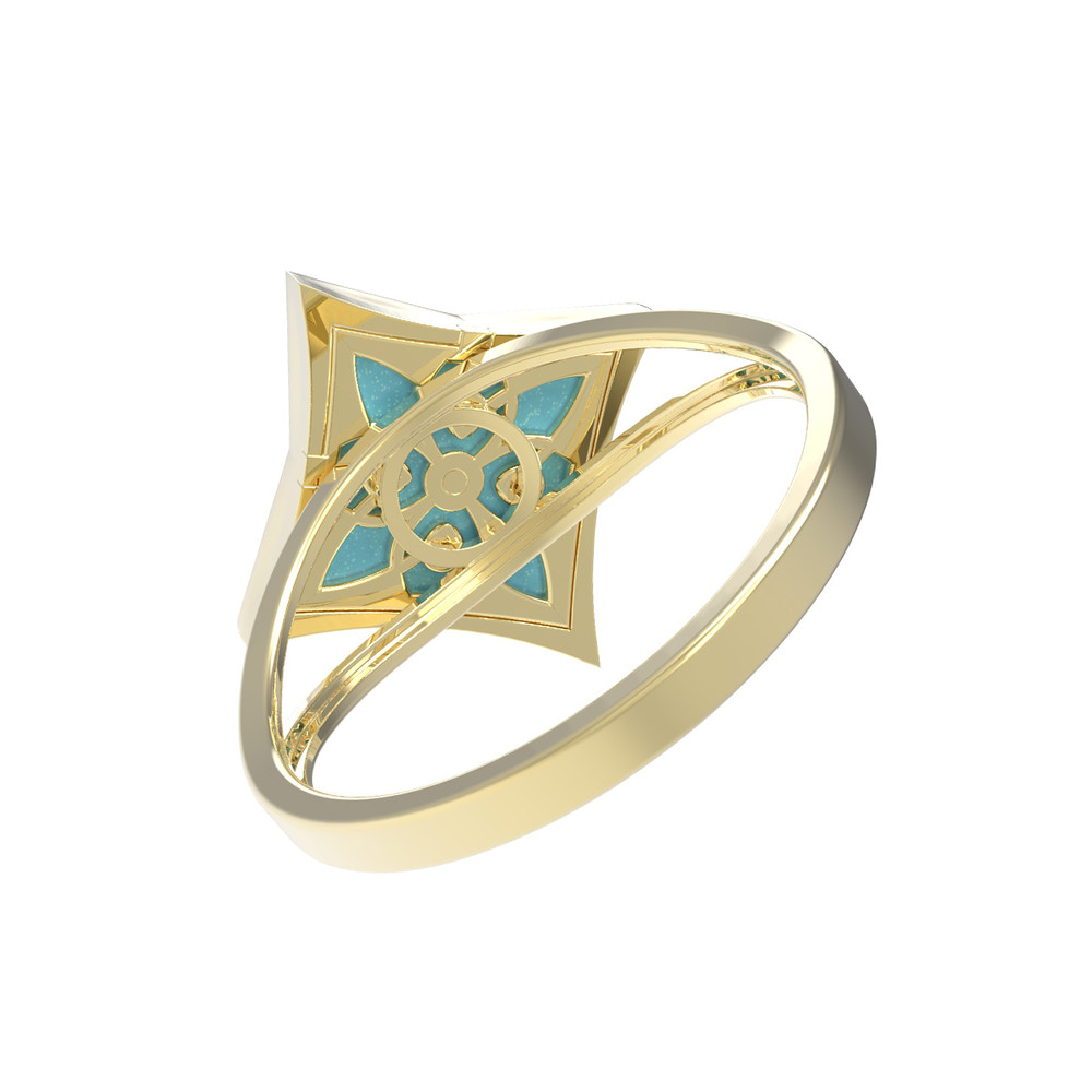Кольцо из лимонного золота c бирюзой