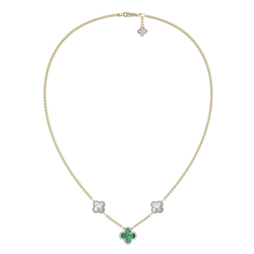 Колье из лимонного золота c бриллиантами, малахитом и перламутром