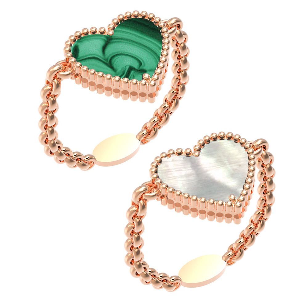 Кольцо из золота c малахитом и перламутром