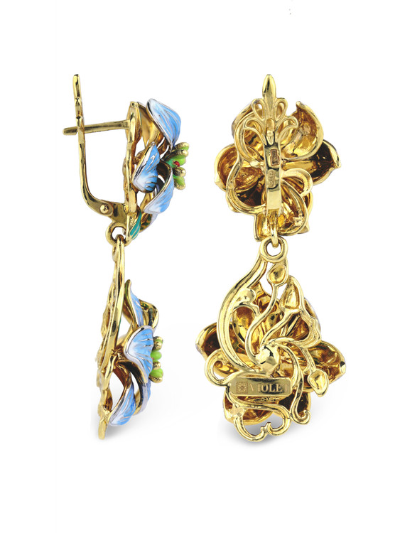 Серьги из лимонного золота c эмалью