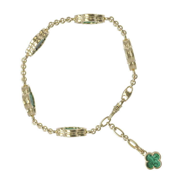 Браслет из лимонного золота c малахитом