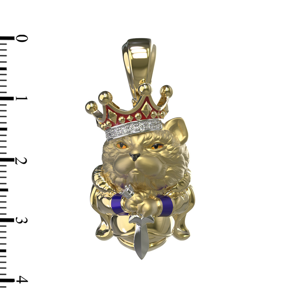 Подвеска из лимонного золота c эмалью, бриллиантами и рубином