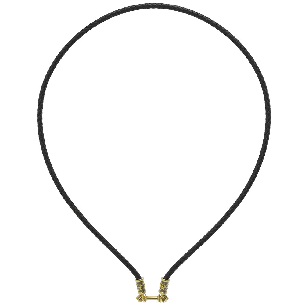 Гайтан из лимонного золота c кожаным шнурком