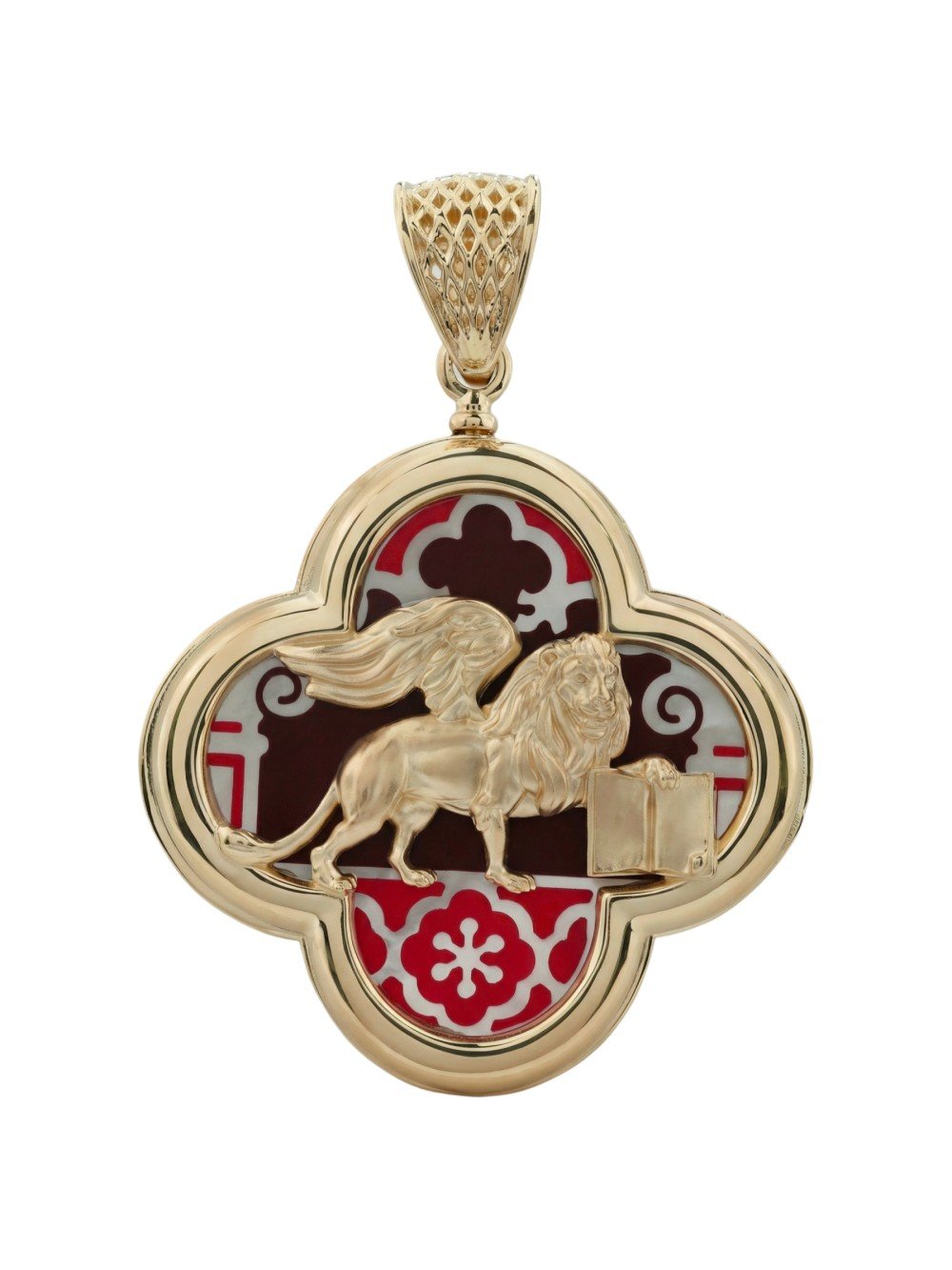 Подвеска из золота c эмалью и перламутром