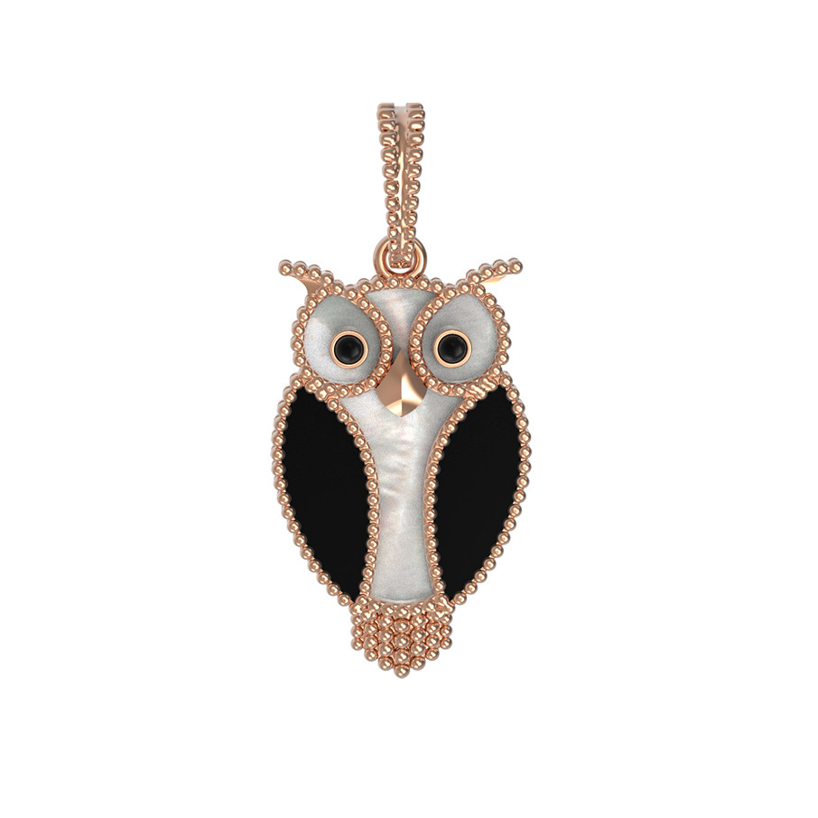 Подвеска из золота c эмалью, ониксом и перламутром