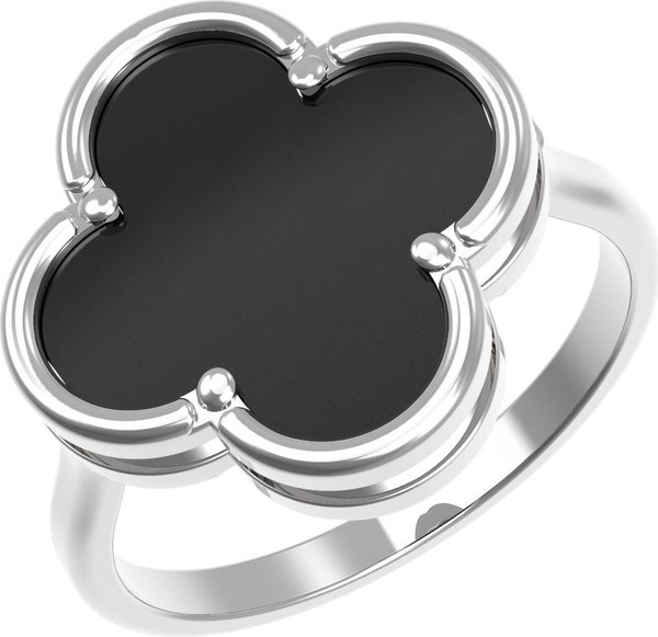 Кольцо из белого золота c ониксом