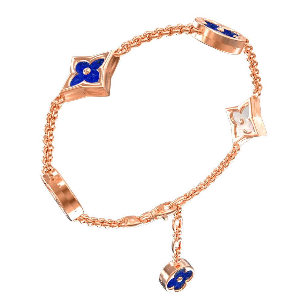 Браслет из золота c лазуритом и перламутром