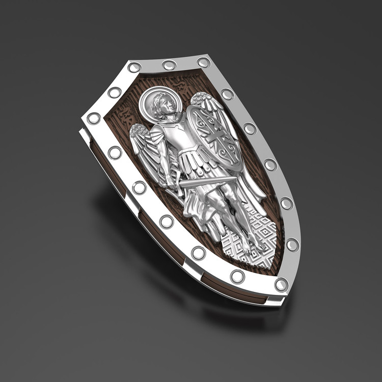 Образок из белого золота c эбеновым деревом