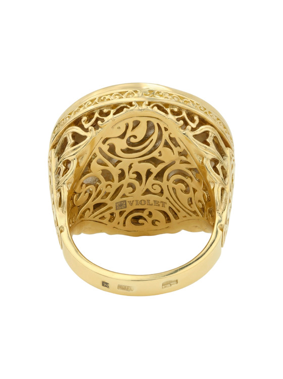 Кольцо из лимонного золота c эмалью