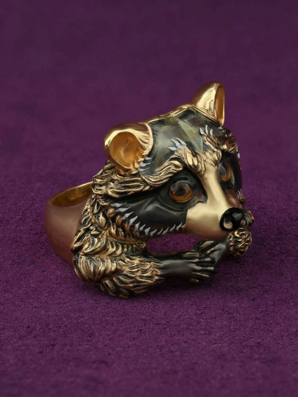 Кольцо из лимонного золота c эмалью