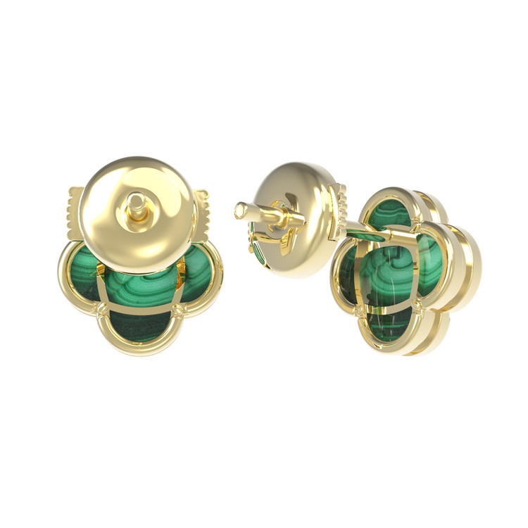 Серьги из лимонного золота c малахитом