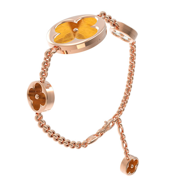 Браслет из золота c тигровым глазом и перламутром