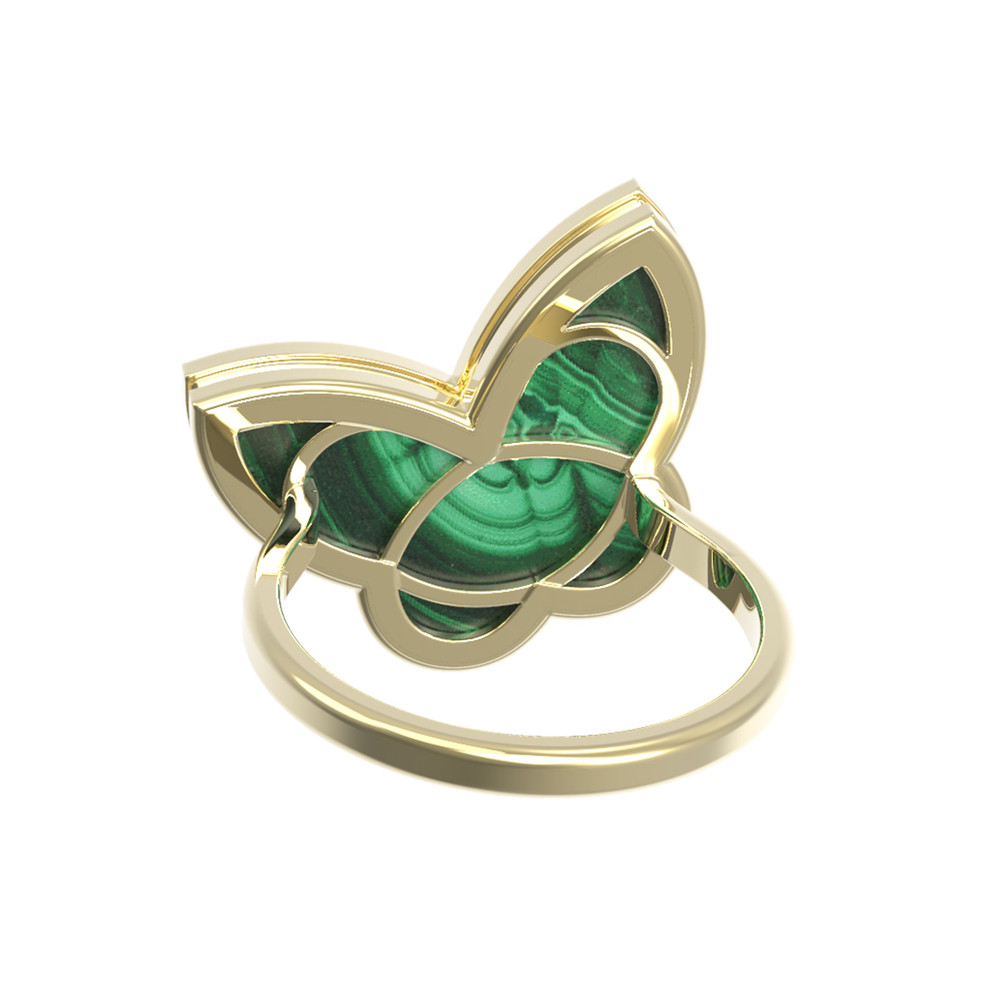 Кольцо из лимонного золота c малахитом