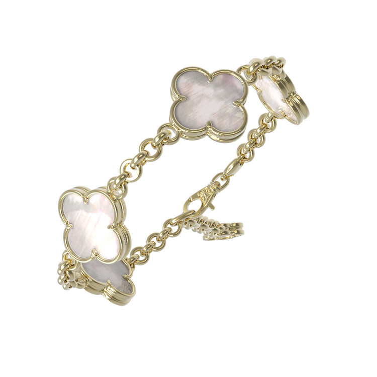Браслет из лимонного золота c перламутром