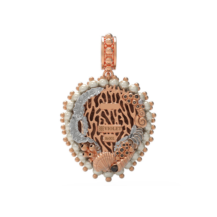 Подвеска из золота c эмалью и жемчугом