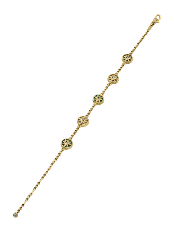 Браслет из лимонного золота c бриллиантами, малахитом и перламутром