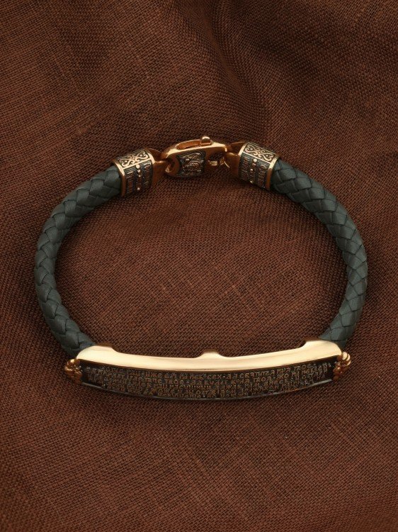 Браслет из золота c кожаным шнурком