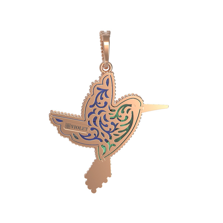 Подвеска из золота c эмалью, лазуритом и малахитом