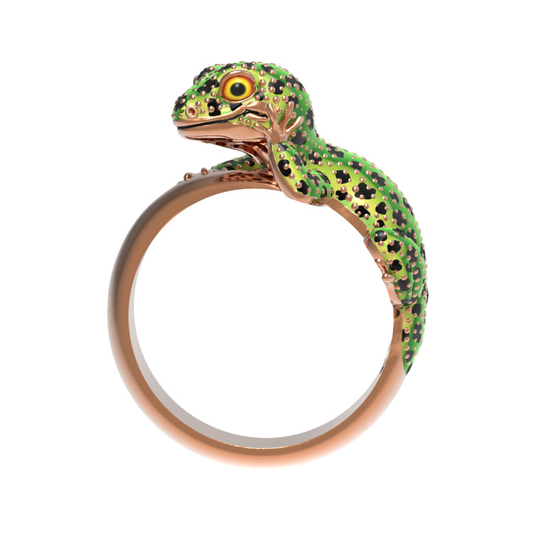 Кольцо из золота c эмалью и рубином