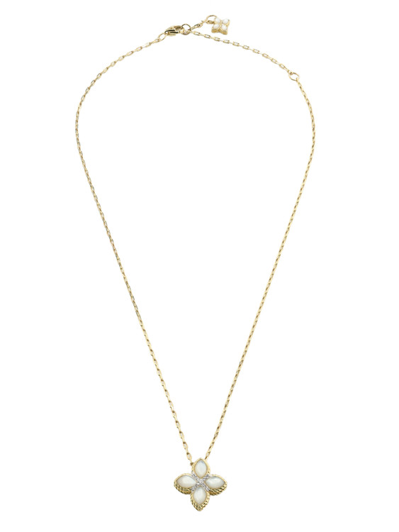 Колье из лимонного золота c бриллиантами и перламутром