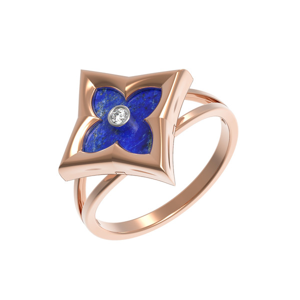 Кольцо из золота c бриллиантами и лазуритом