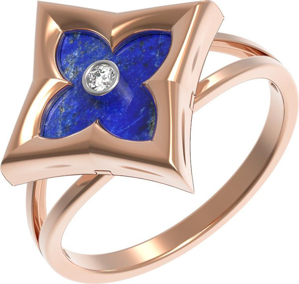 Кольцо из золота c бриллиантами и лазуритом