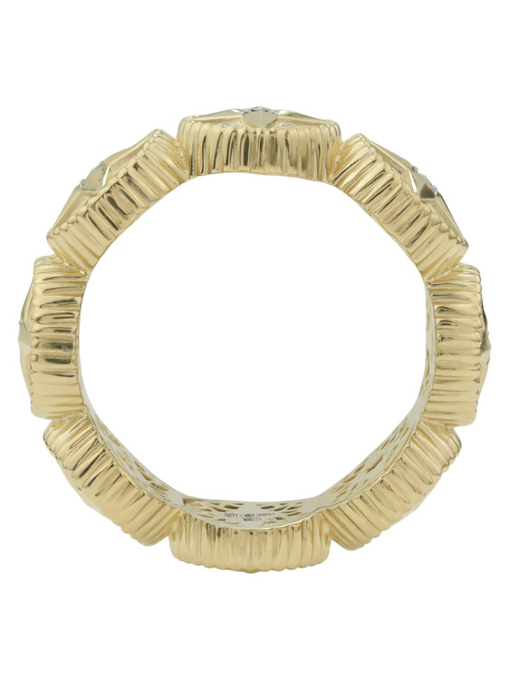 Кольцо из лимонного золота c бриллиантами, лазуритом и перламутром