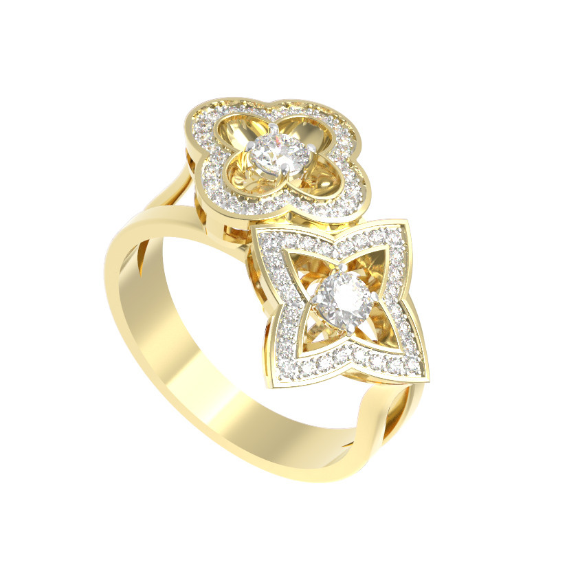 Кольцо из лимонного золота c бриллиантами