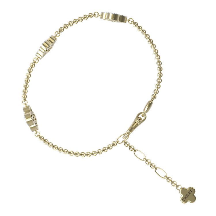 Браслет из лимонного золота c бриллиантами, лазуритом и перламутром