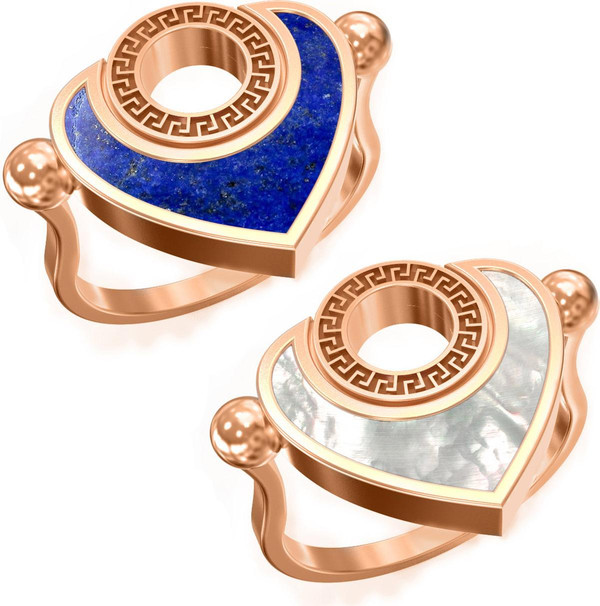 Кольцо из золота c лазуритом и перламутром