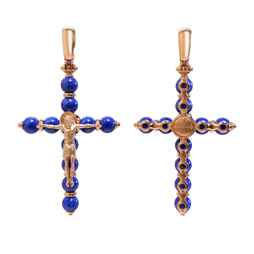 Крест из золота c лазуритом