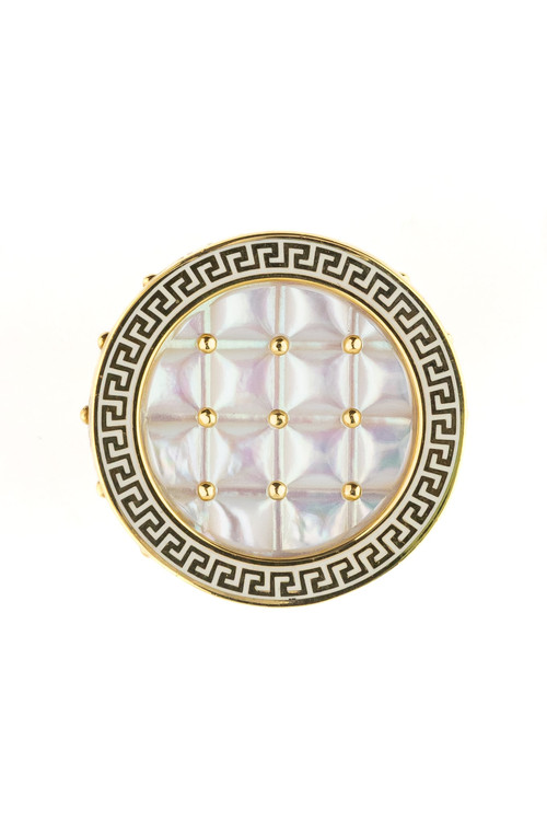 Кольцо из лимонного золота c эмалью и перламутром