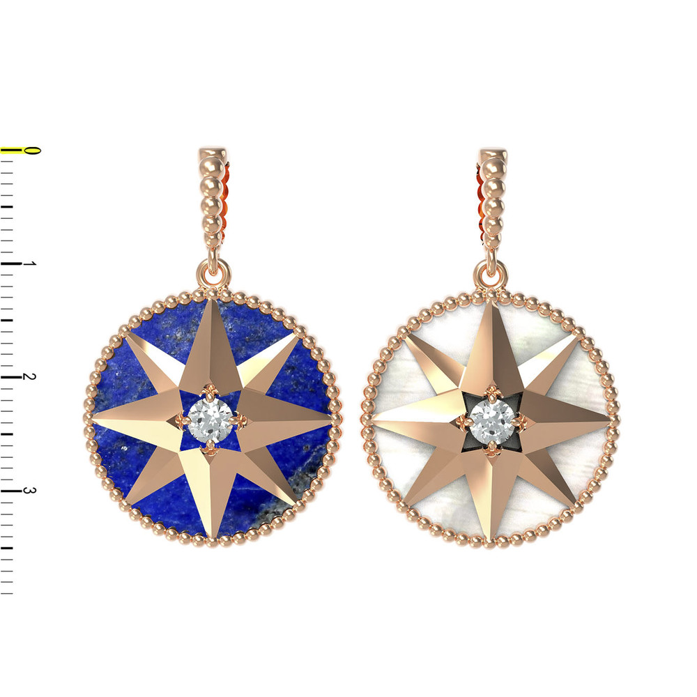 Подвеска из золота c фианитом, лазуритом и перламутром