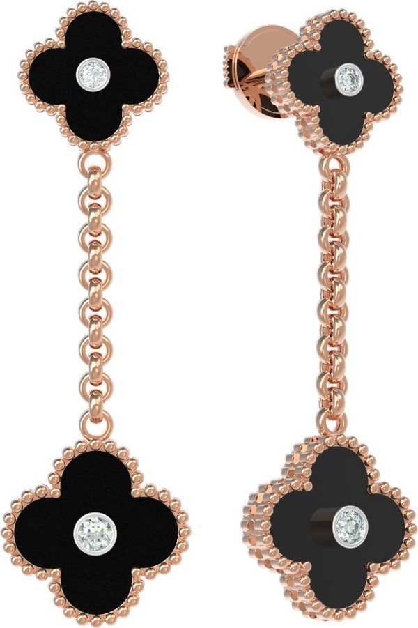 Серьги из золота c бриллиантами и ониксом