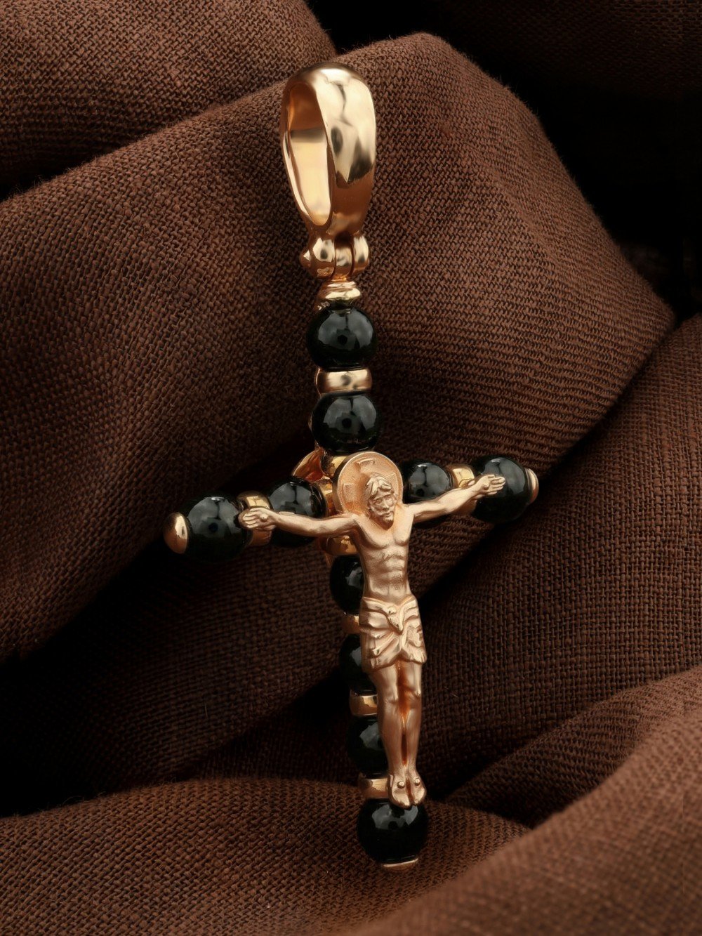 Крест из золота c ониксом