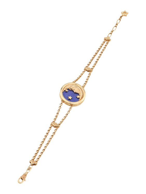 Браслет из лимонного золота c бирюзой и лазуритом