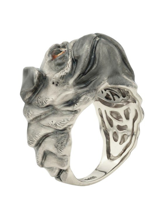 Кольцо из белого золота c эмалью