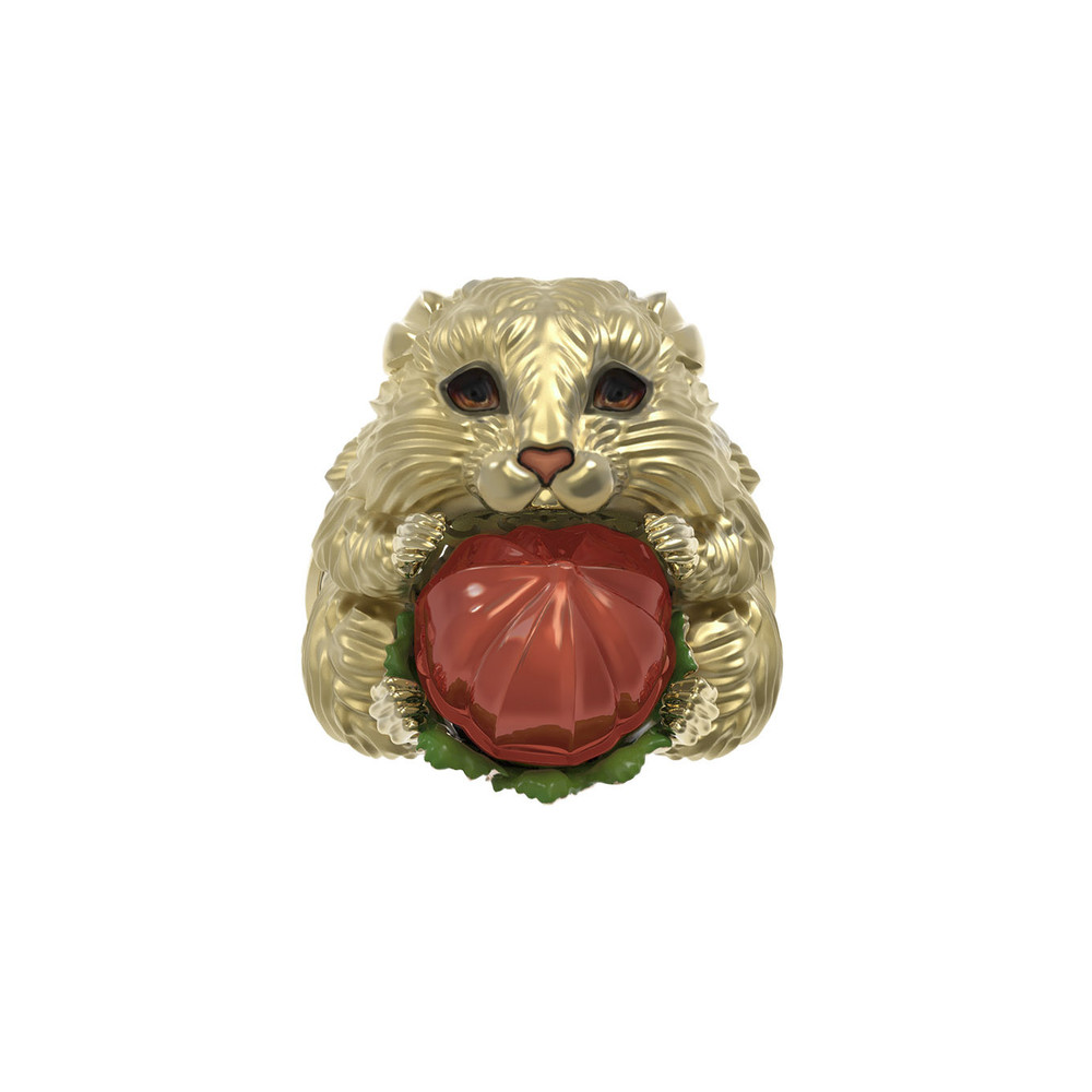 Кольцо из лимонного золота c эмалью