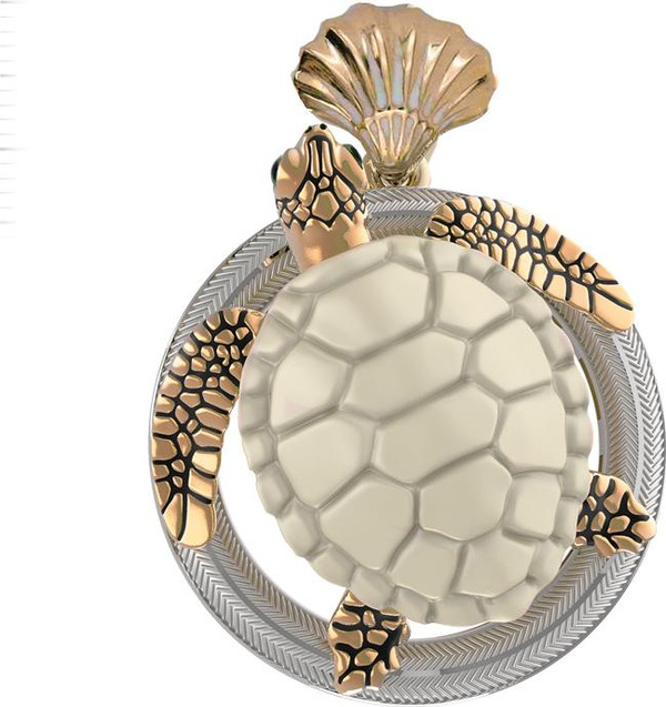 Подвеска из золота c эмалью и бивнем мамонта