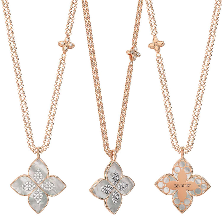 Колье из золота c бриллиантами и перламутром