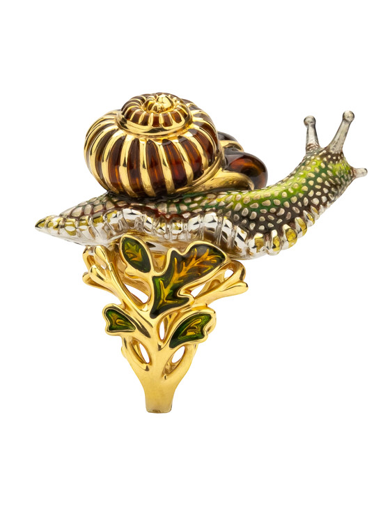 Кольцо из лимонного золота c эмалью