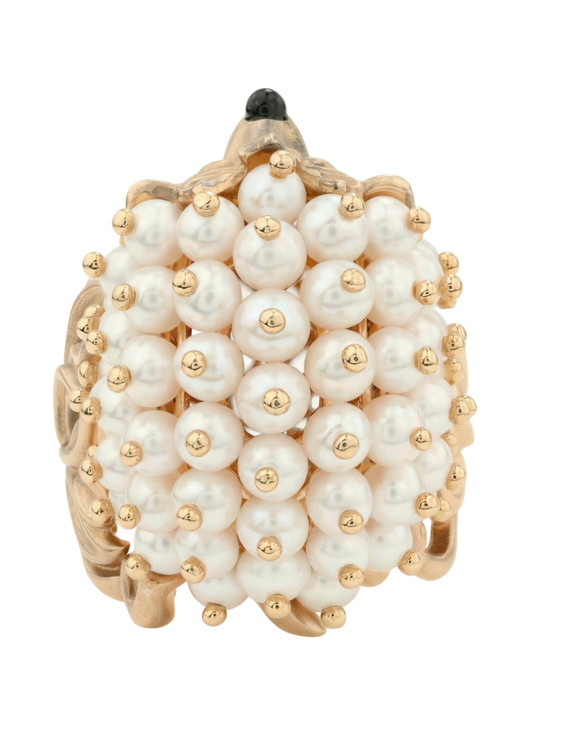 Кольцо из золота c эмалью и жемчугом