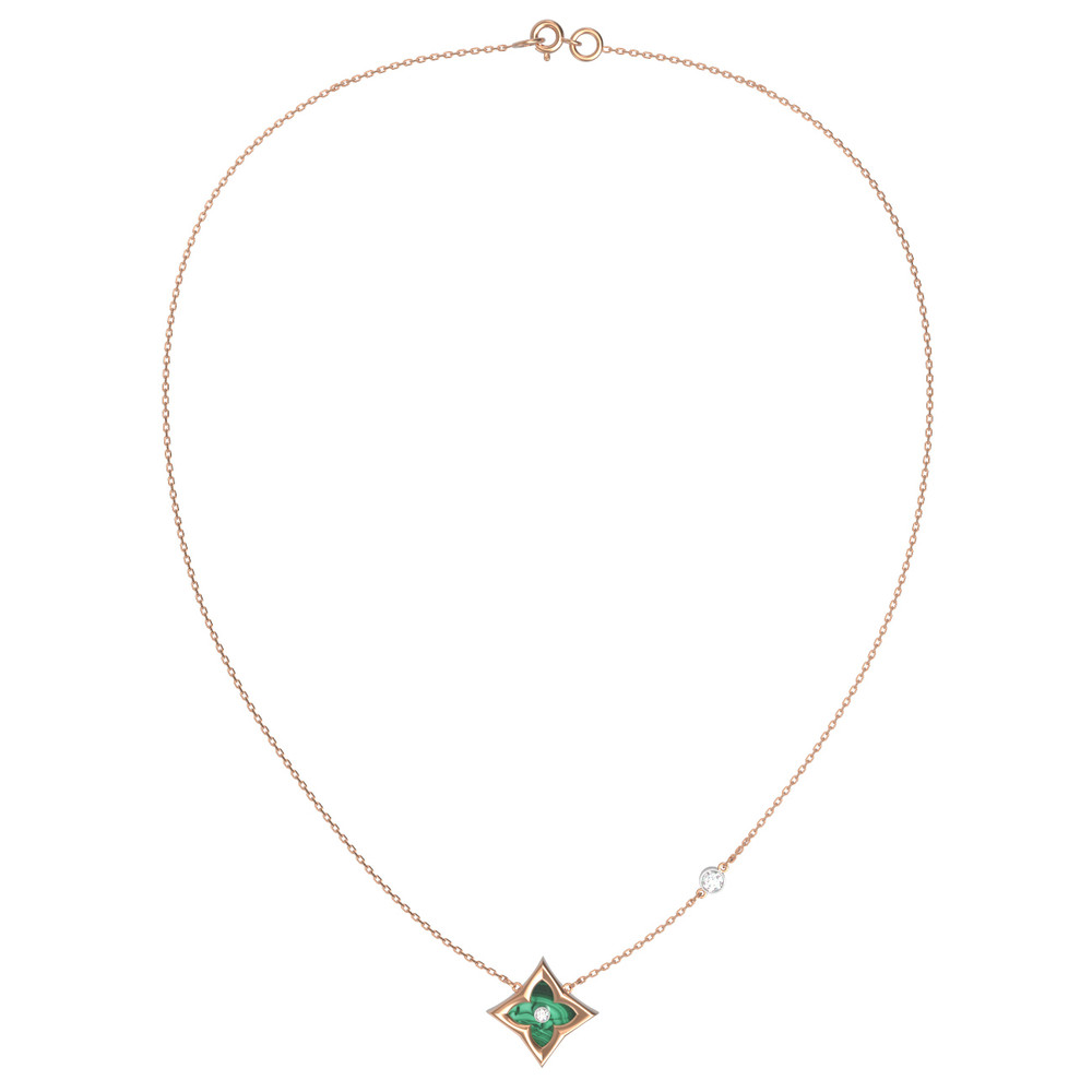 Колье из золота c бриллиантами и малахитом