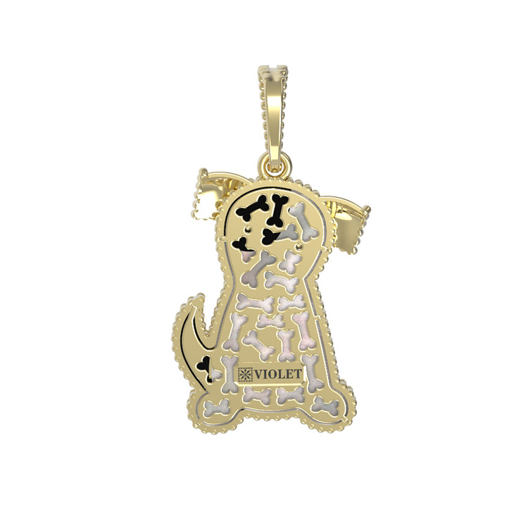 Подвеска из лимонного золота c эмалью, ониксом и перламутром