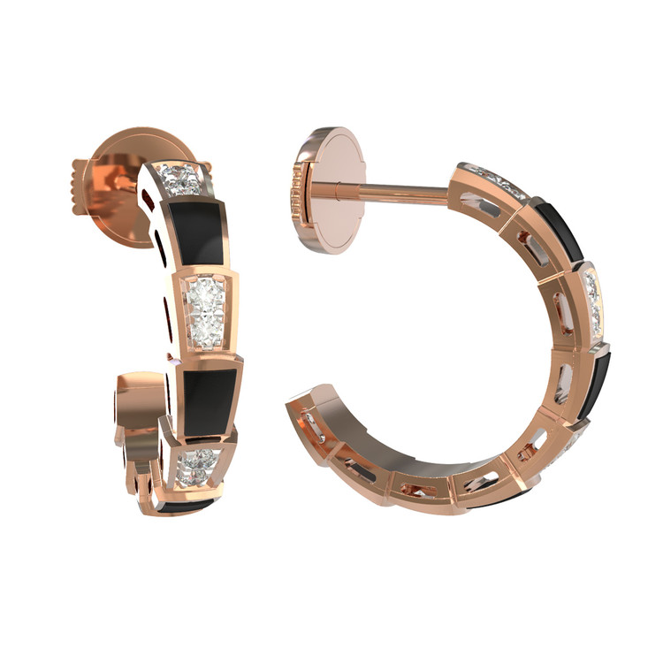 Серьги из золота c бриллиантами и ониксом