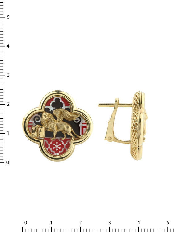 Серьги из лимонного золота c эмалью и перламутром