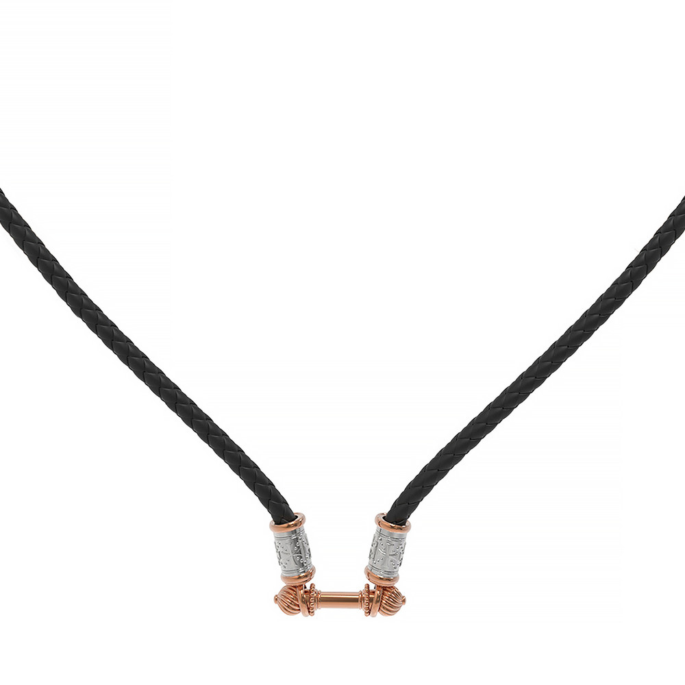 Гайтан из золота c кожаным шнурком