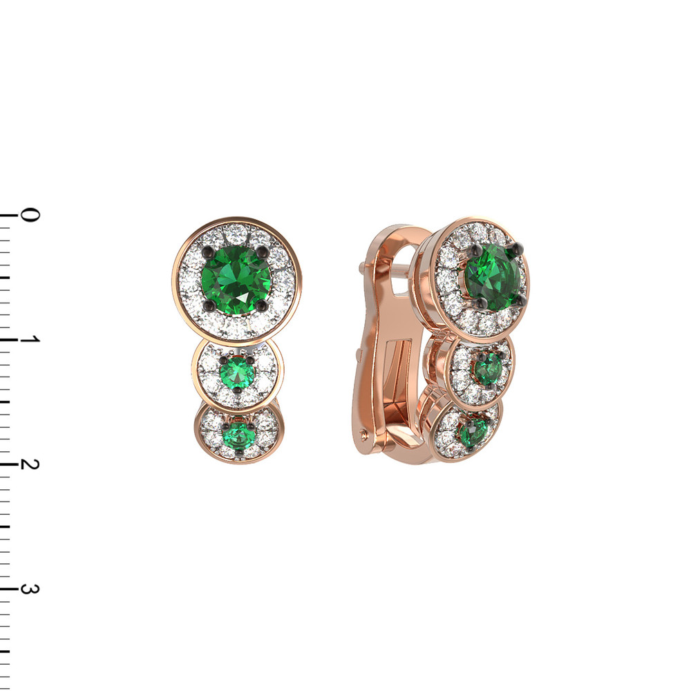 Серьги из золота c бриллиантами и изумрудом