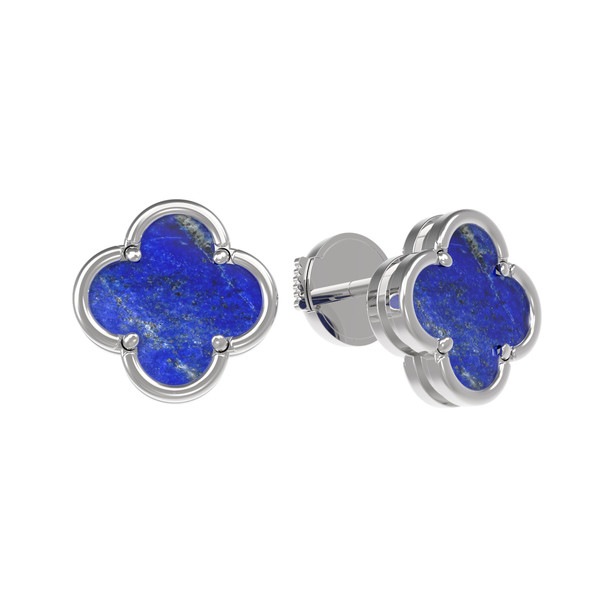 Серьги из белого золота c лазуритом